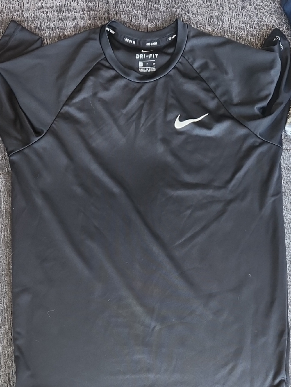 Nike Black Men's Short Sleeve Shirt with White Swoosh